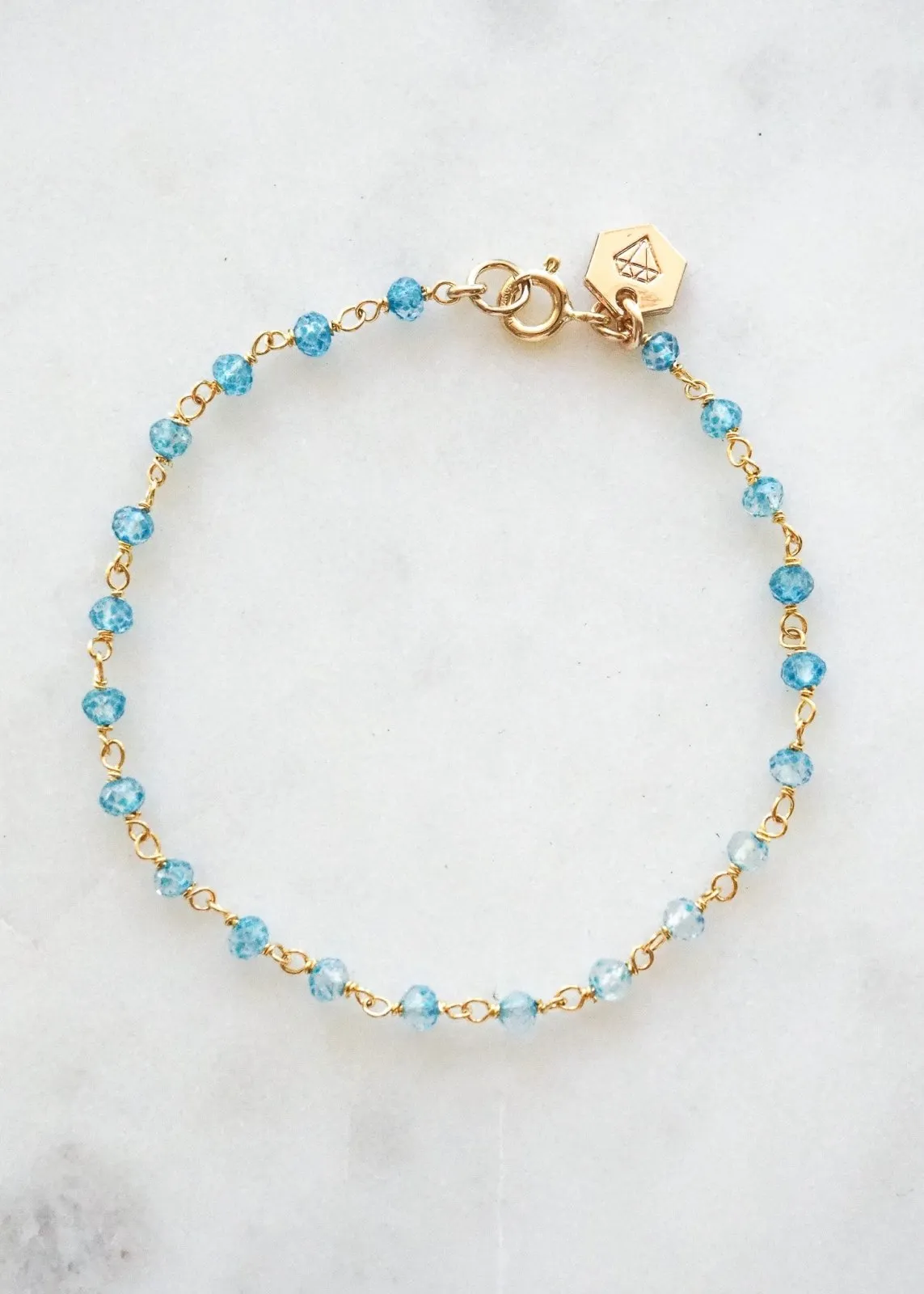 Beaded Gemstone Chain Bracelet - Gold Filled