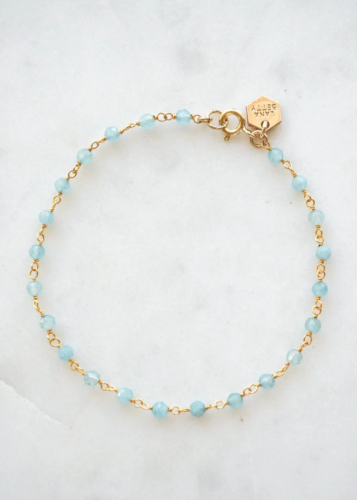 Beaded Gemstone Chain Bracelet - Gold Filled