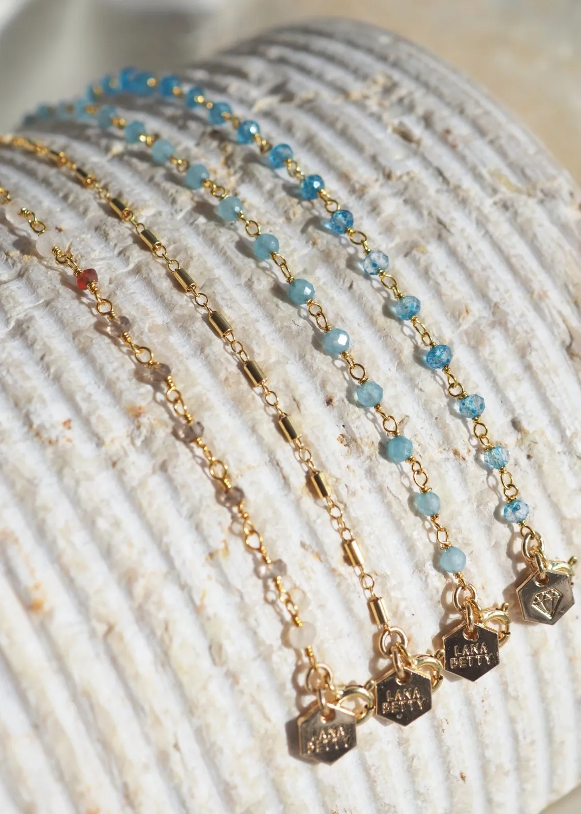 Beaded Gemstone Chain Bracelet - Gold Filled