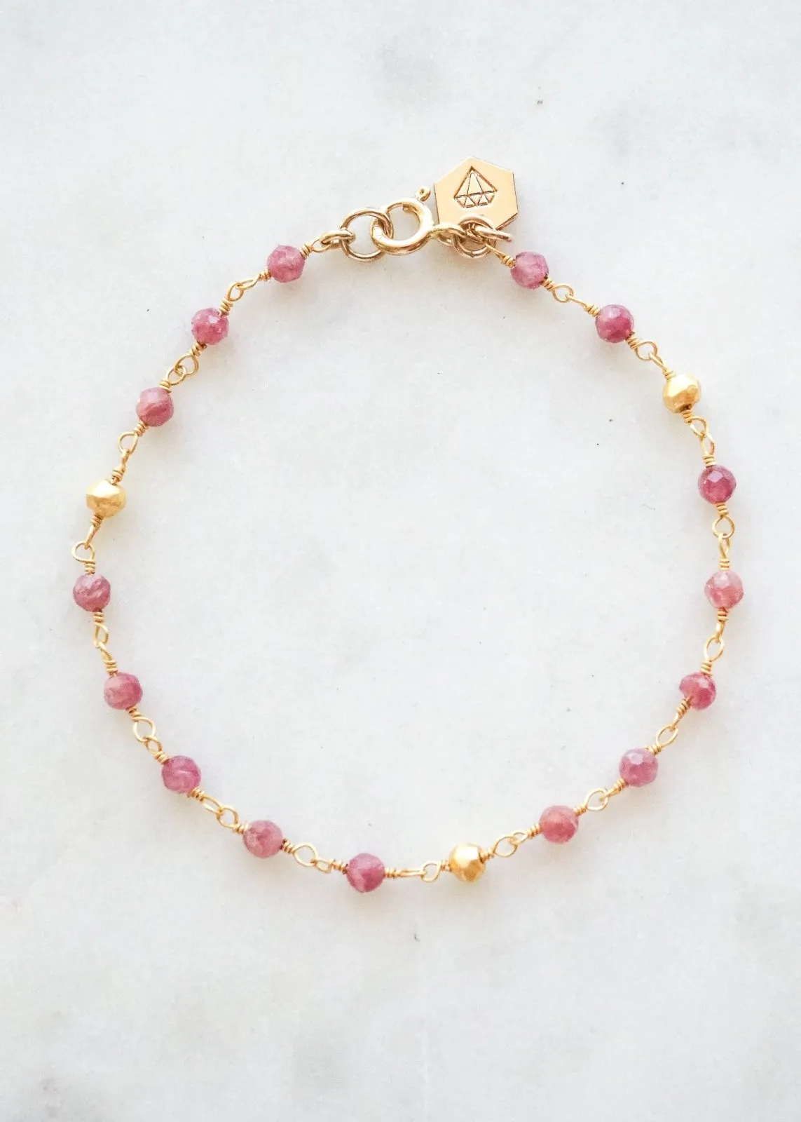 Beaded Gemstone Chain Bracelet - Gold Filled