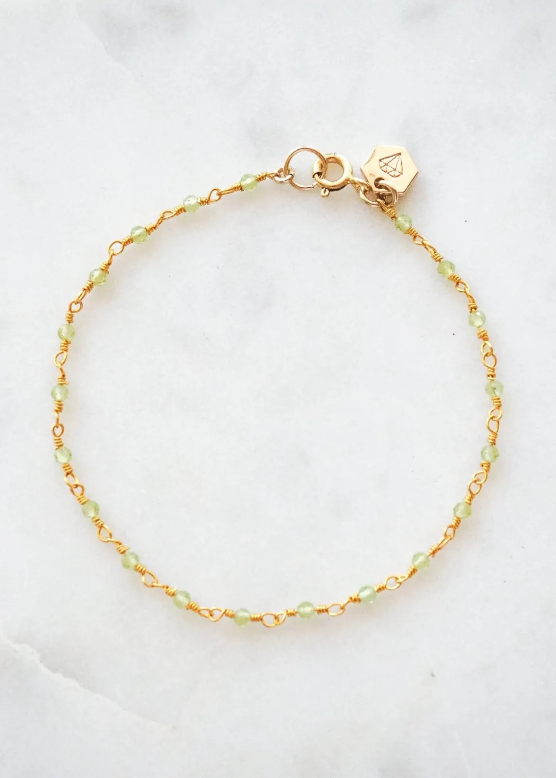 Beaded Gemstone Chain Bracelet - Gold Filled