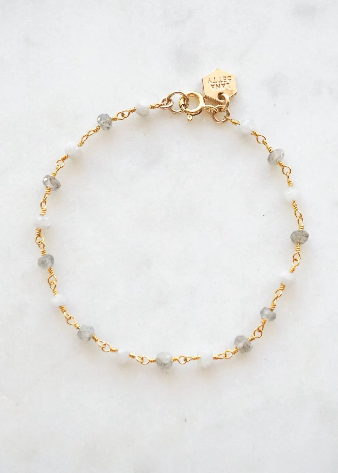 Beaded Gemstone Chain Bracelet - Gold Filled