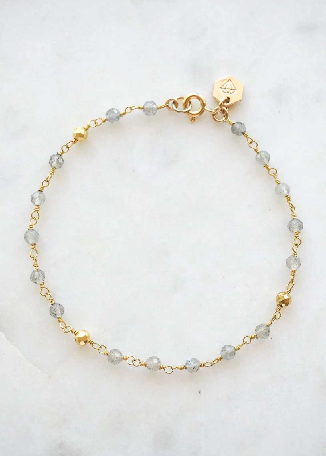 Beaded Gemstone Chain Bracelet - Gold Filled