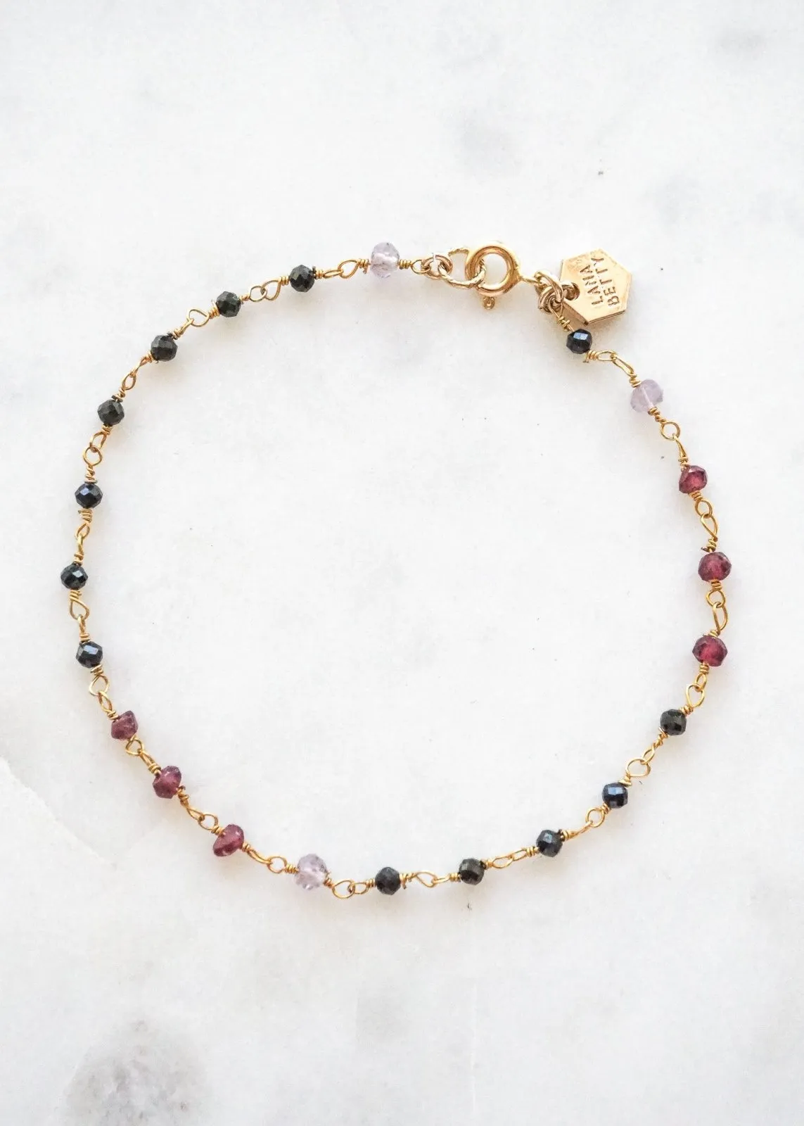 Beaded Gemstone Chain Bracelet - Gold Filled