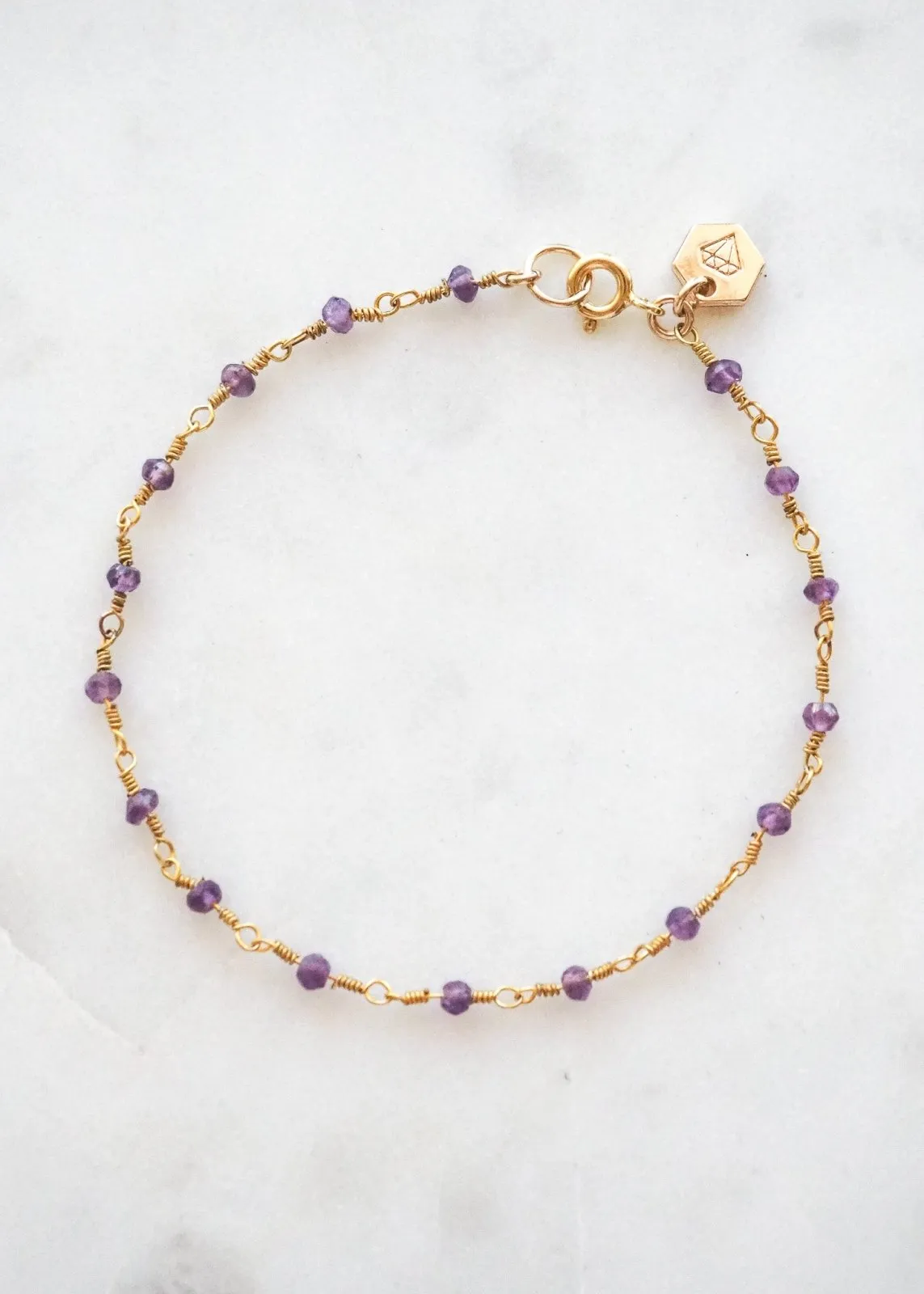 Beaded Gemstone Chain Bracelet - Gold Filled