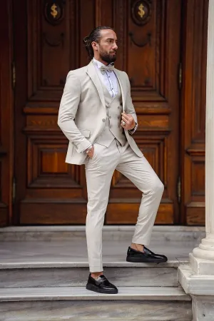 Beige Slim Fit Groom Party Wedding Suit for Men | GentWith