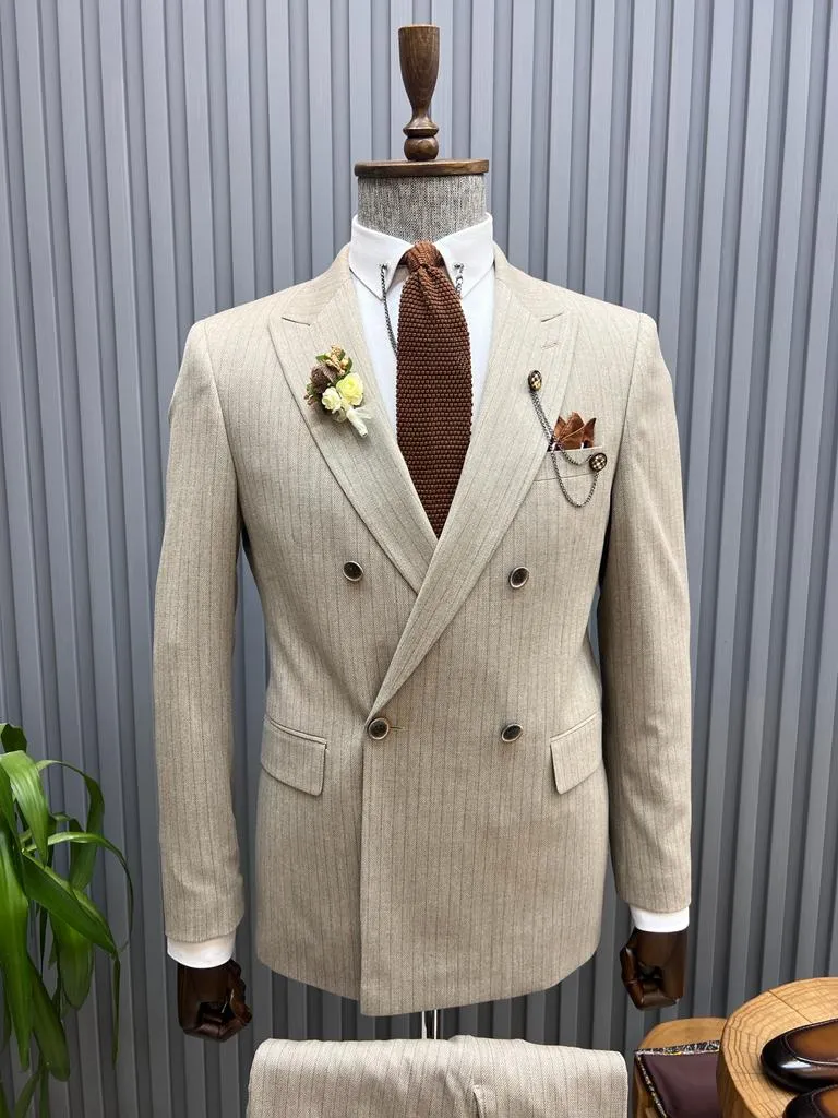 Beige Slim Fit Groom Wedding Suit for Men | GentWith