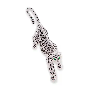 Bejewelled Leopard Brooch - Rhodium