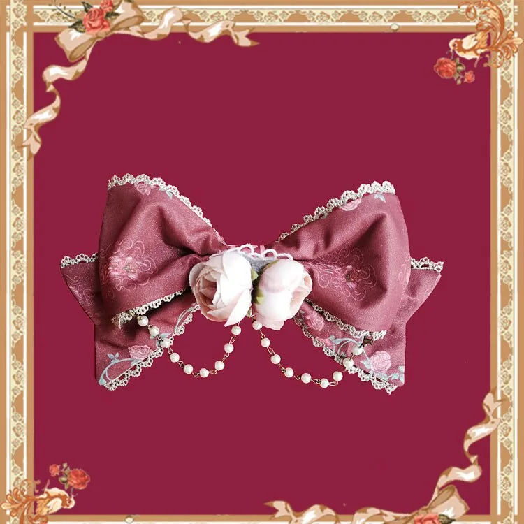 Bell & Beast ~ Sweet Bow Brooch Lolita Accessory w. Chain by Infanta