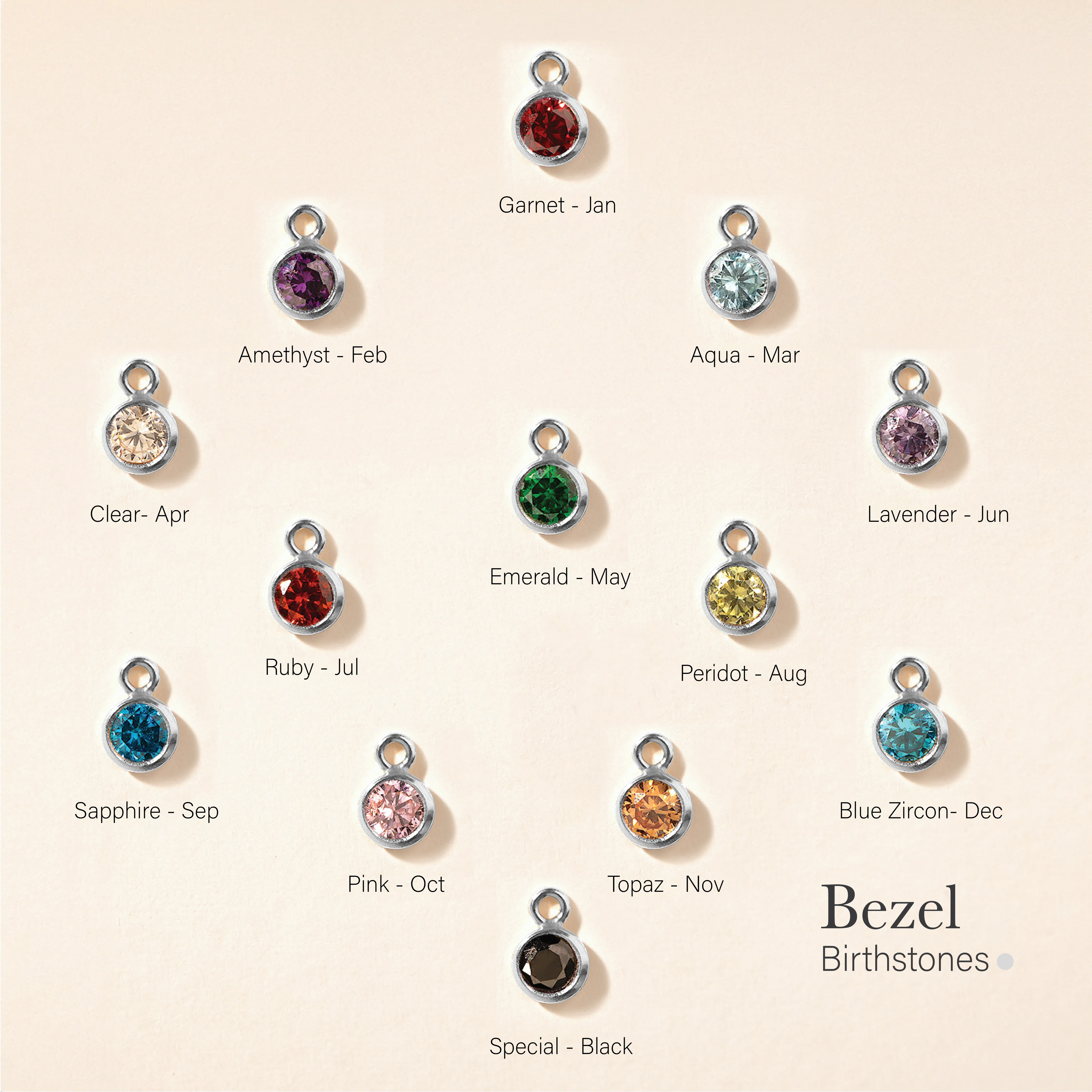 Bezel Birthstones Charms Add On