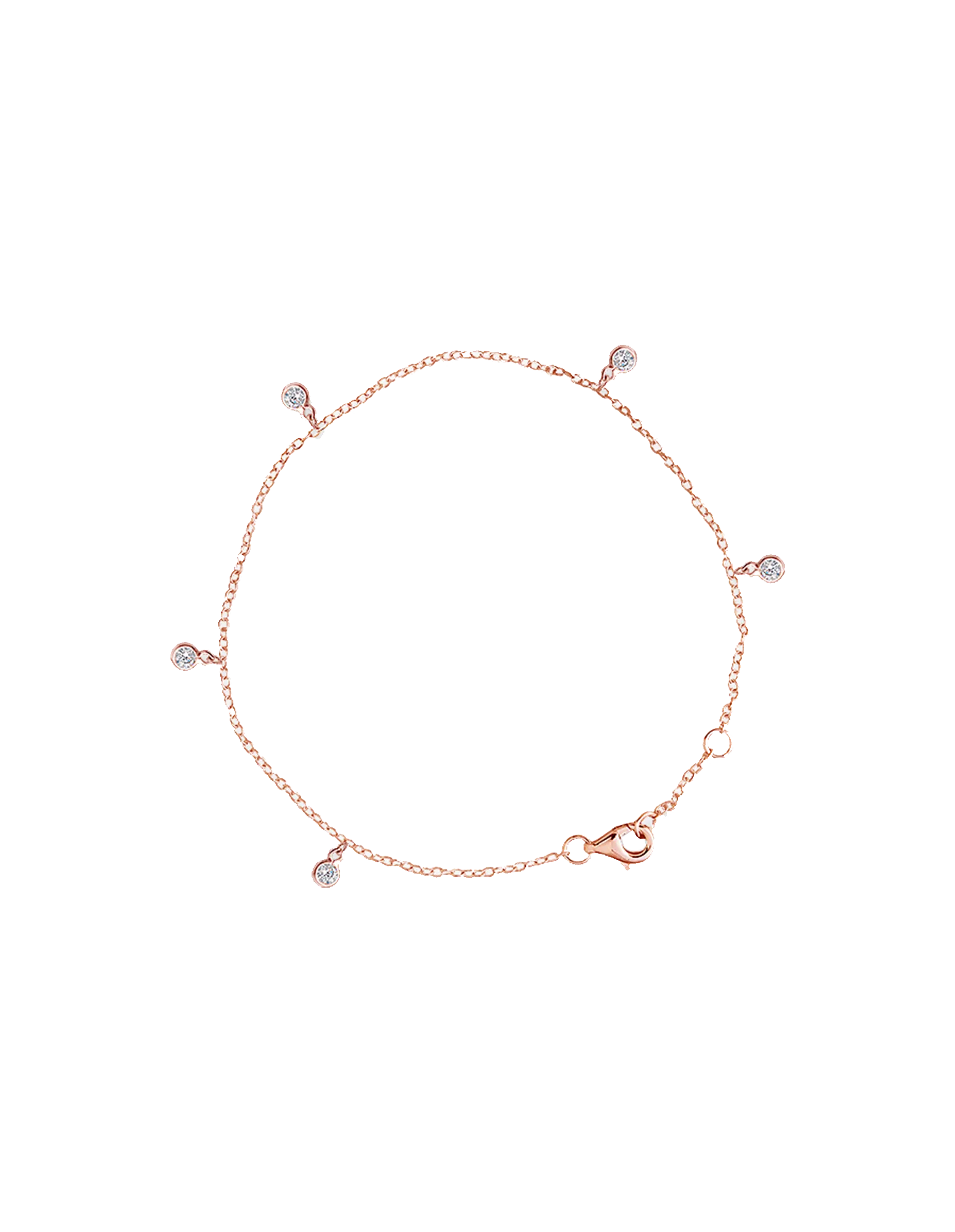 Bianc CZ Bezel Scattered Drop Bracelet - Rose Gold