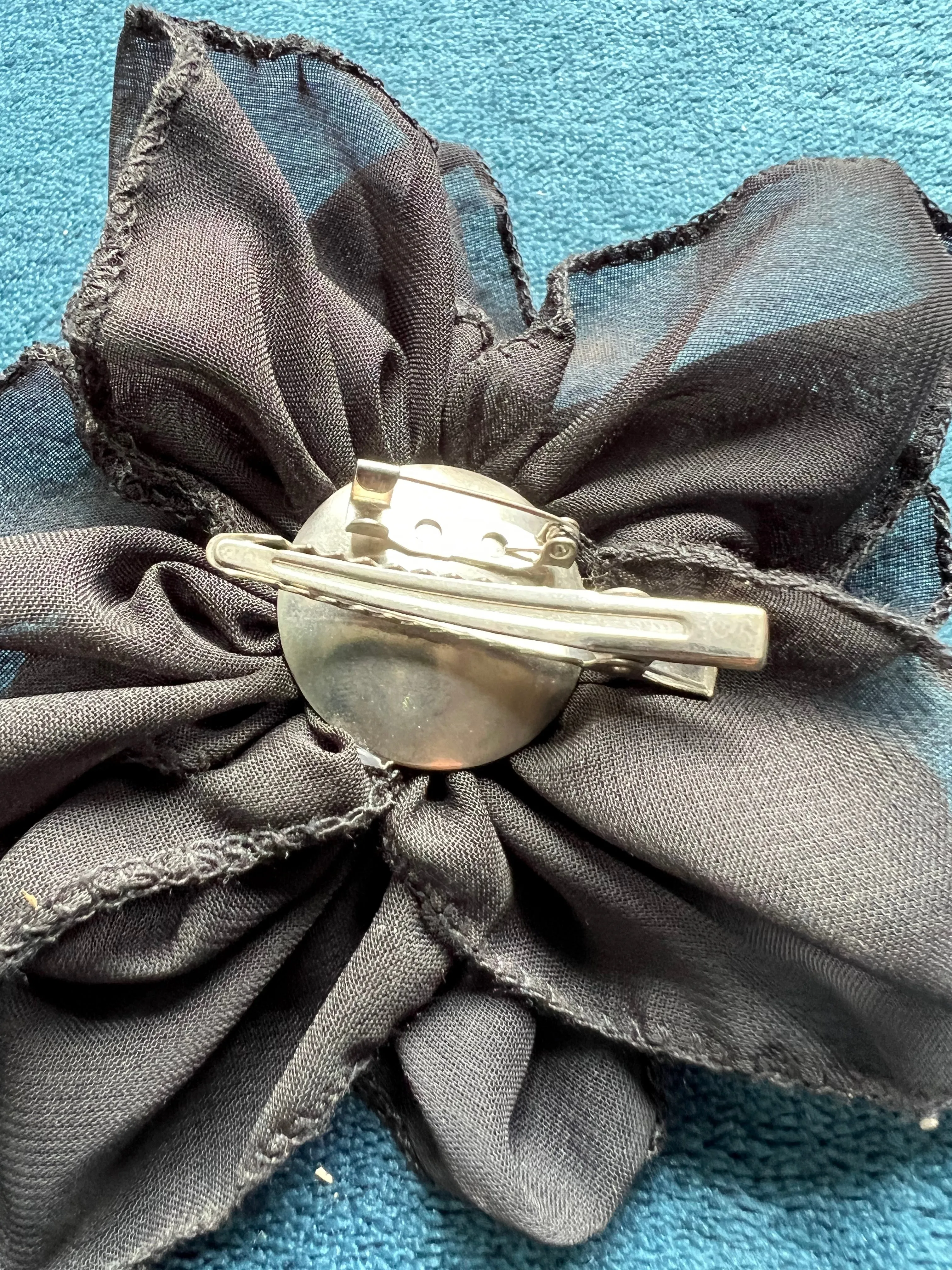 Big Black Vintage Hair Flower AND Brooch