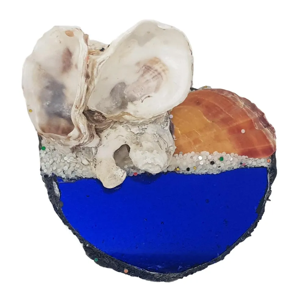 BLUE & SHELL BROOCH - SEA TREASURE