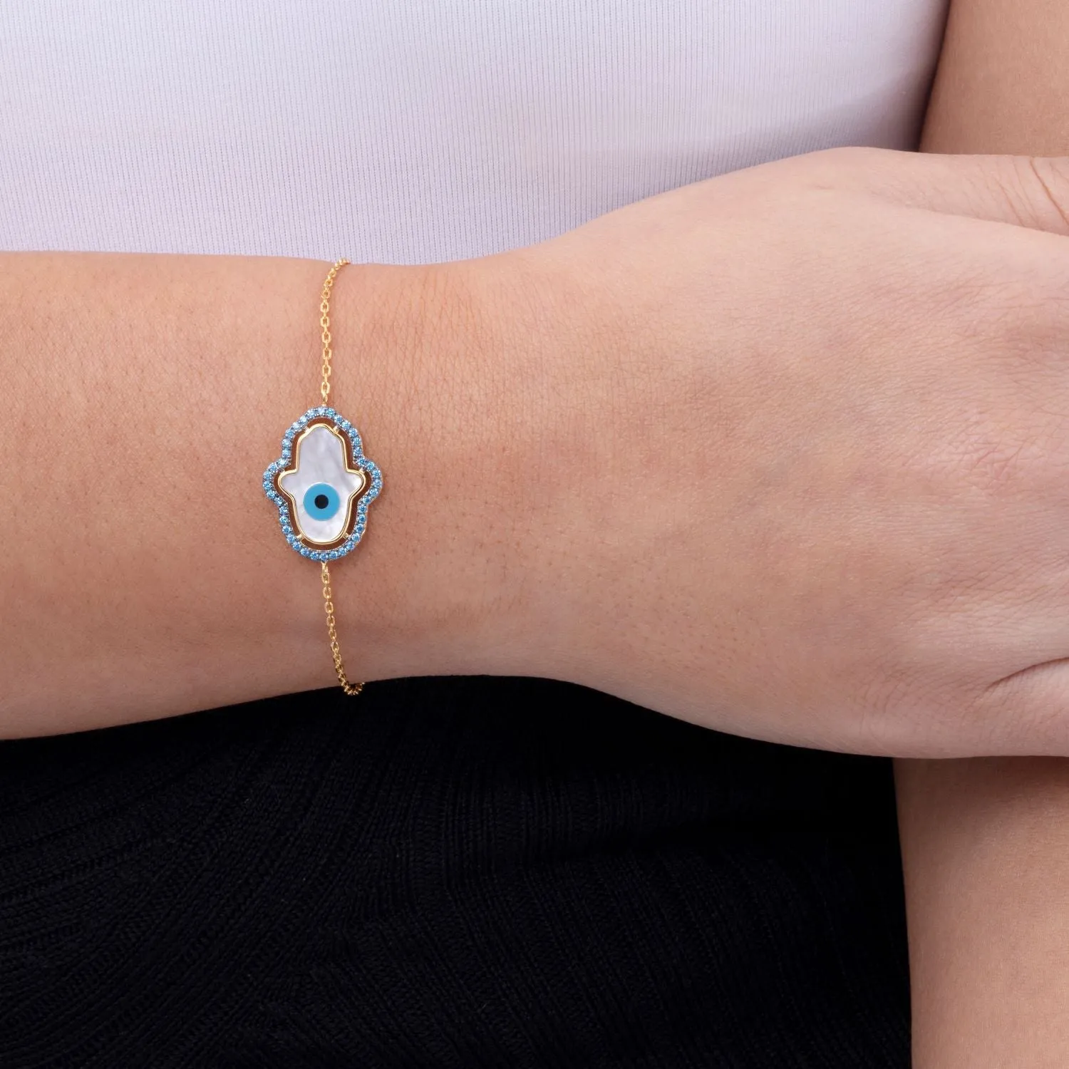 Blue Aqua Hamsa Bracelet