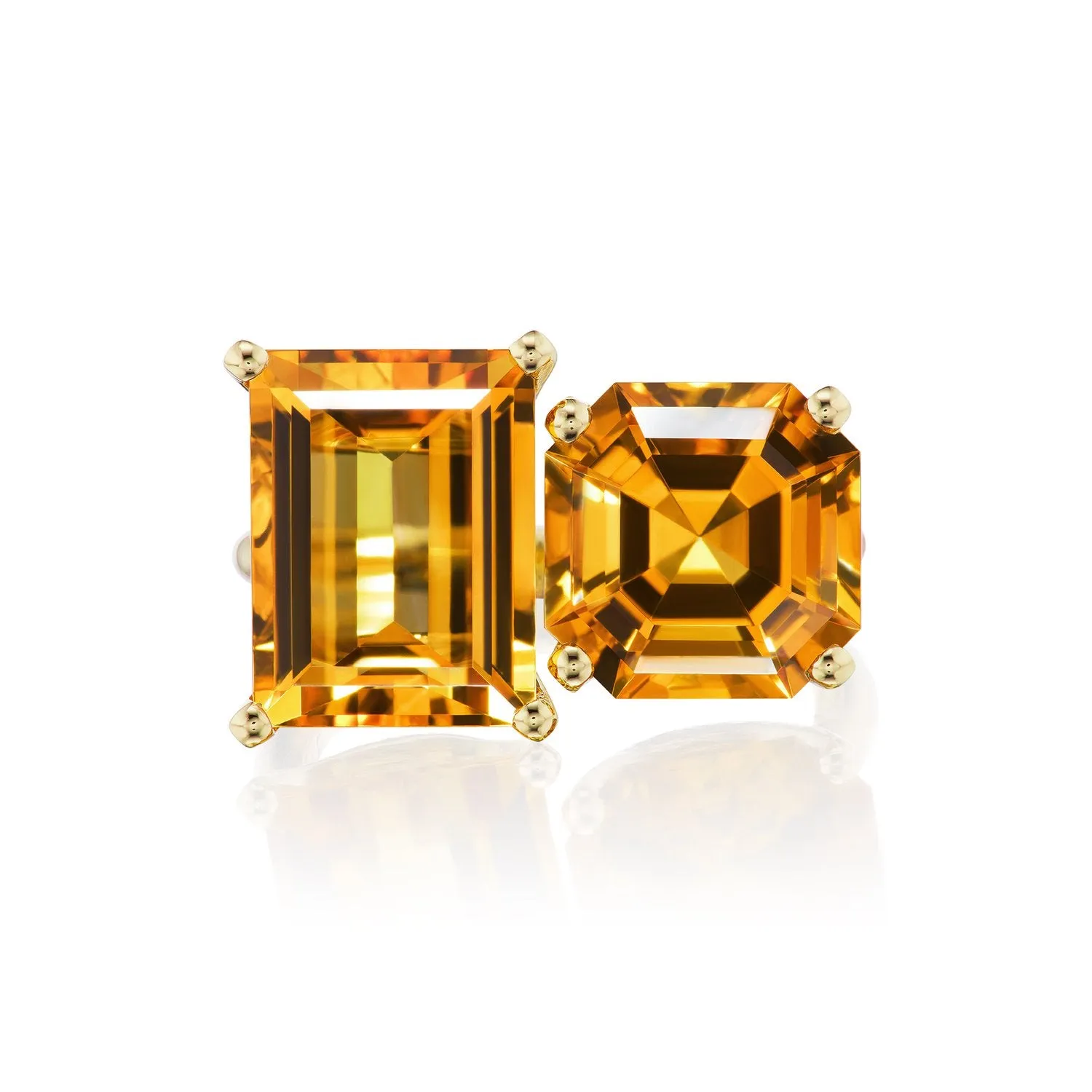 Bold 2-Stone Ring with Octagon & Baguette Citrine