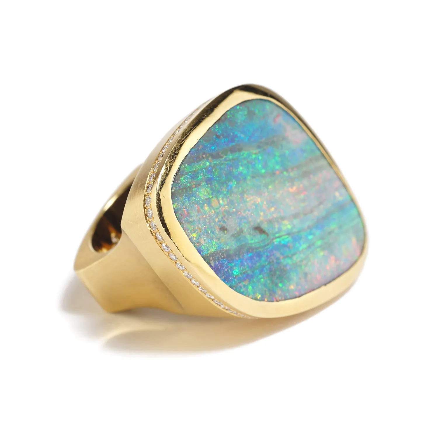 Boulder Opal & Diamond Ring