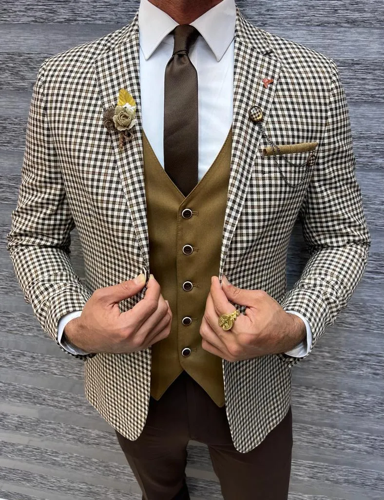 Brown Slim Fit Groom Wedding Suit for Men | GentWith