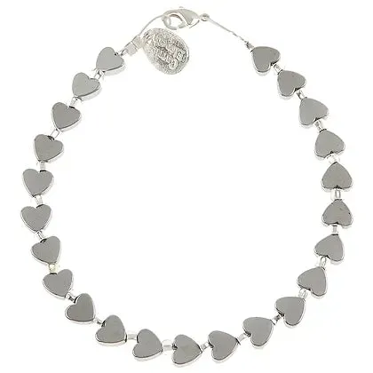 Carrie Elspeth Silver Plated Mini Haematite Heart Bracelet