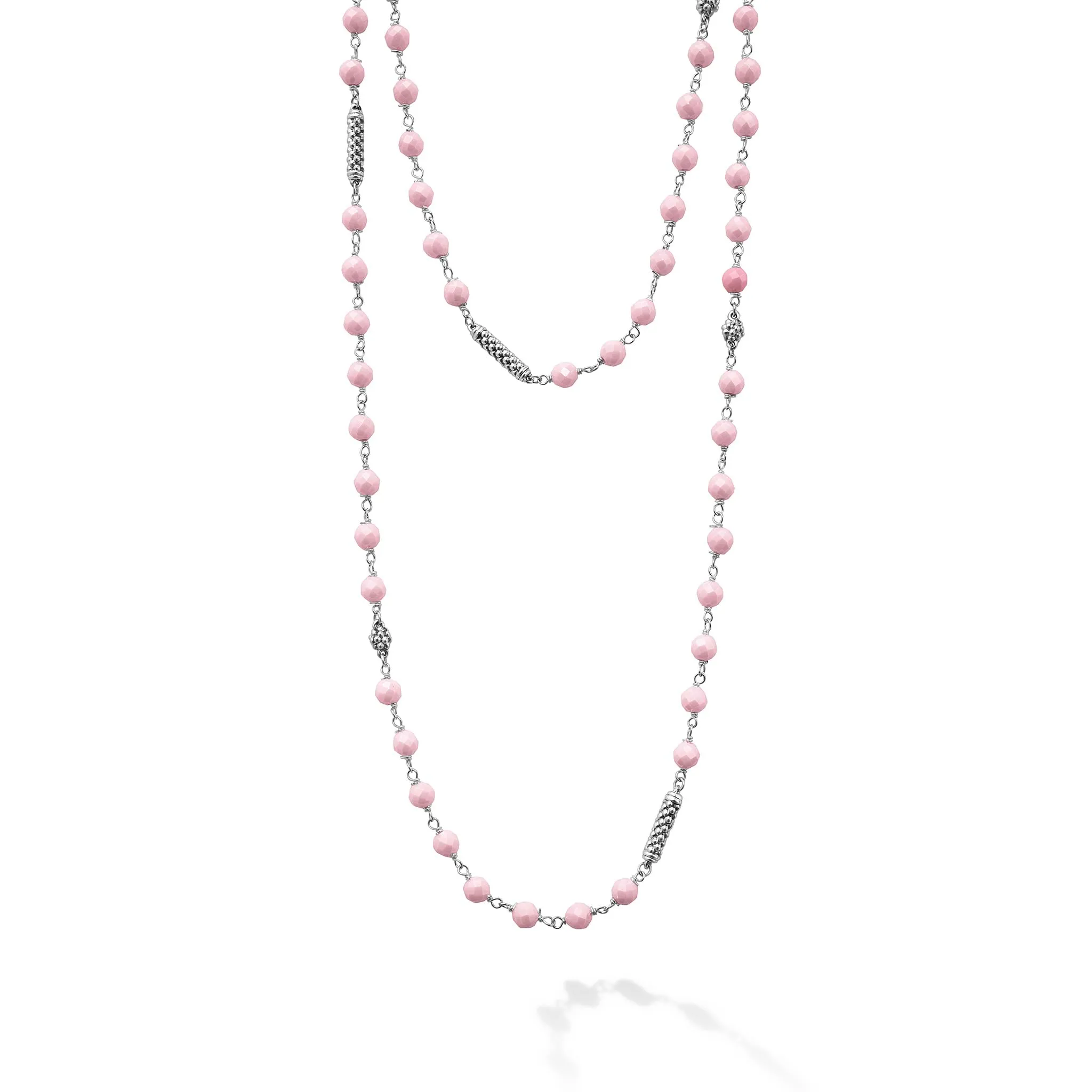 Caviar Icon Long Pink Ceramic Beaded Necklace