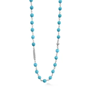 Caviar Icon Long Turquoise Beaded Necklace