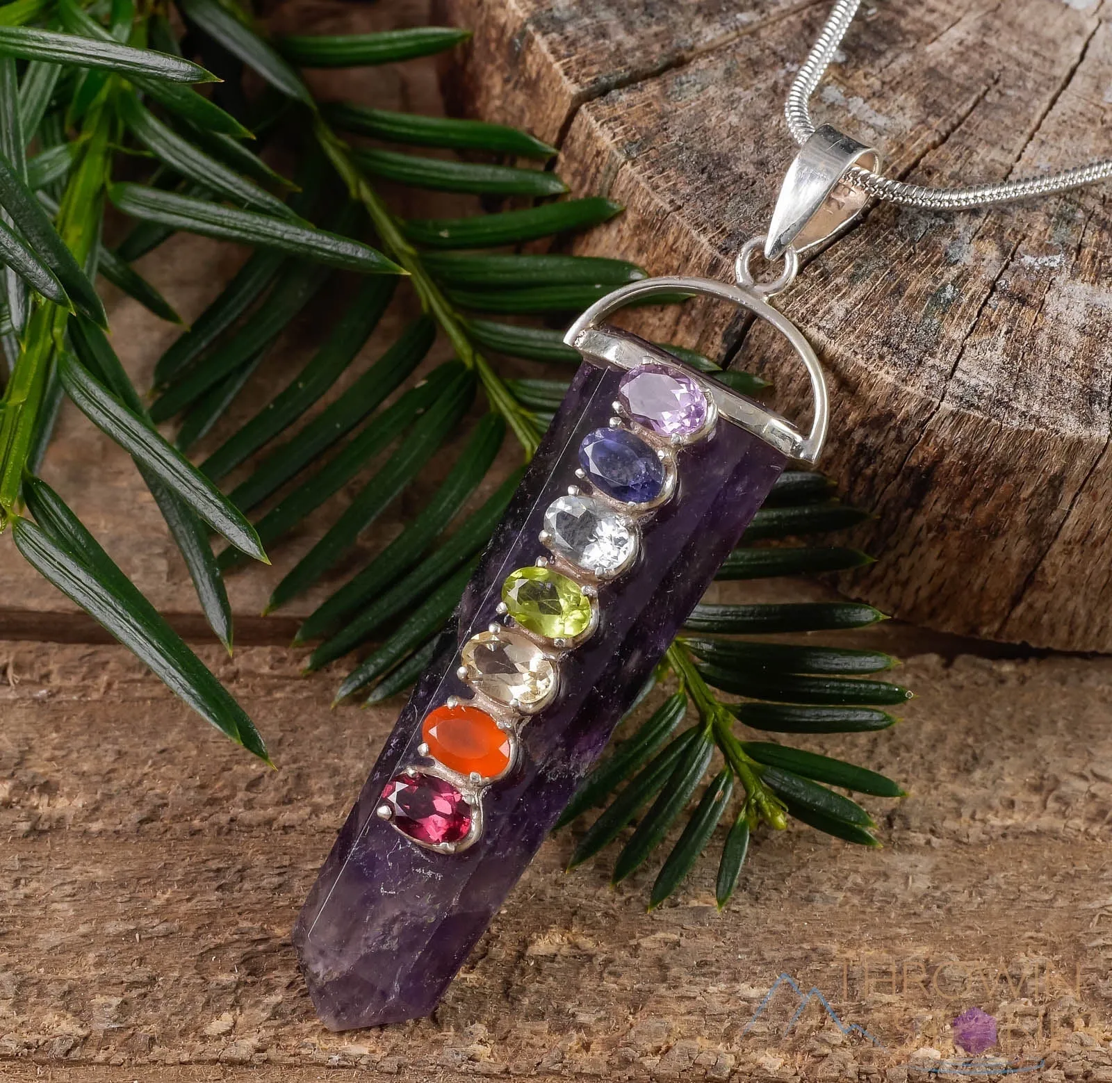 CHAKRA Crystal Pendant - Amethyst, Tigers Eye, Clear Quartz - Crystal Points, Handmade Jewelry, Chakra Necklace for Women, E1115