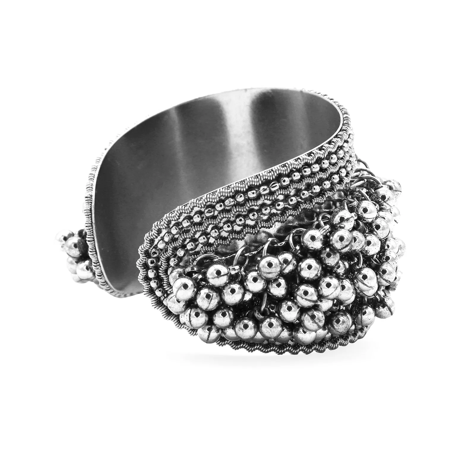 Chakrika Silver Gungroo Oxidized Bangle