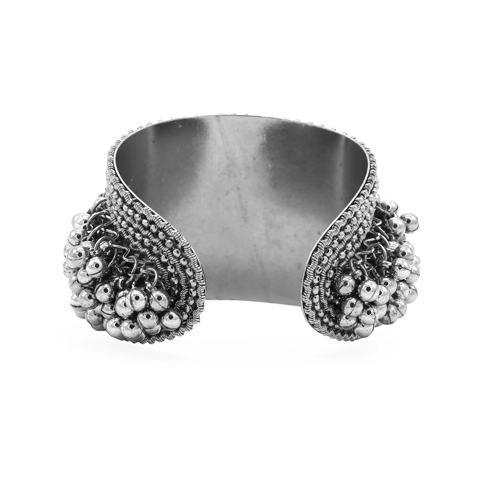 Chakrika Silver Gungroo Oxidized Bangle