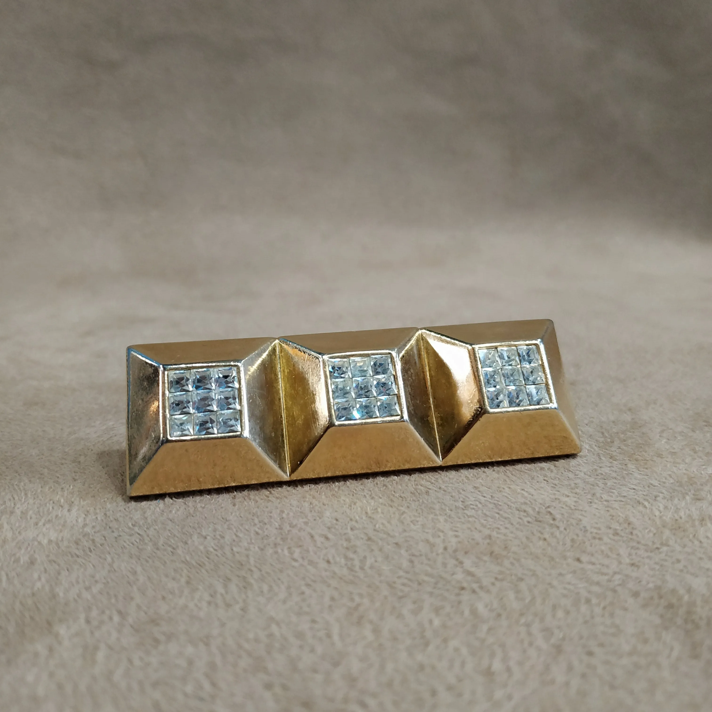 Chunky Gold Bar Vintage Brooch by Grosse Germany 1969