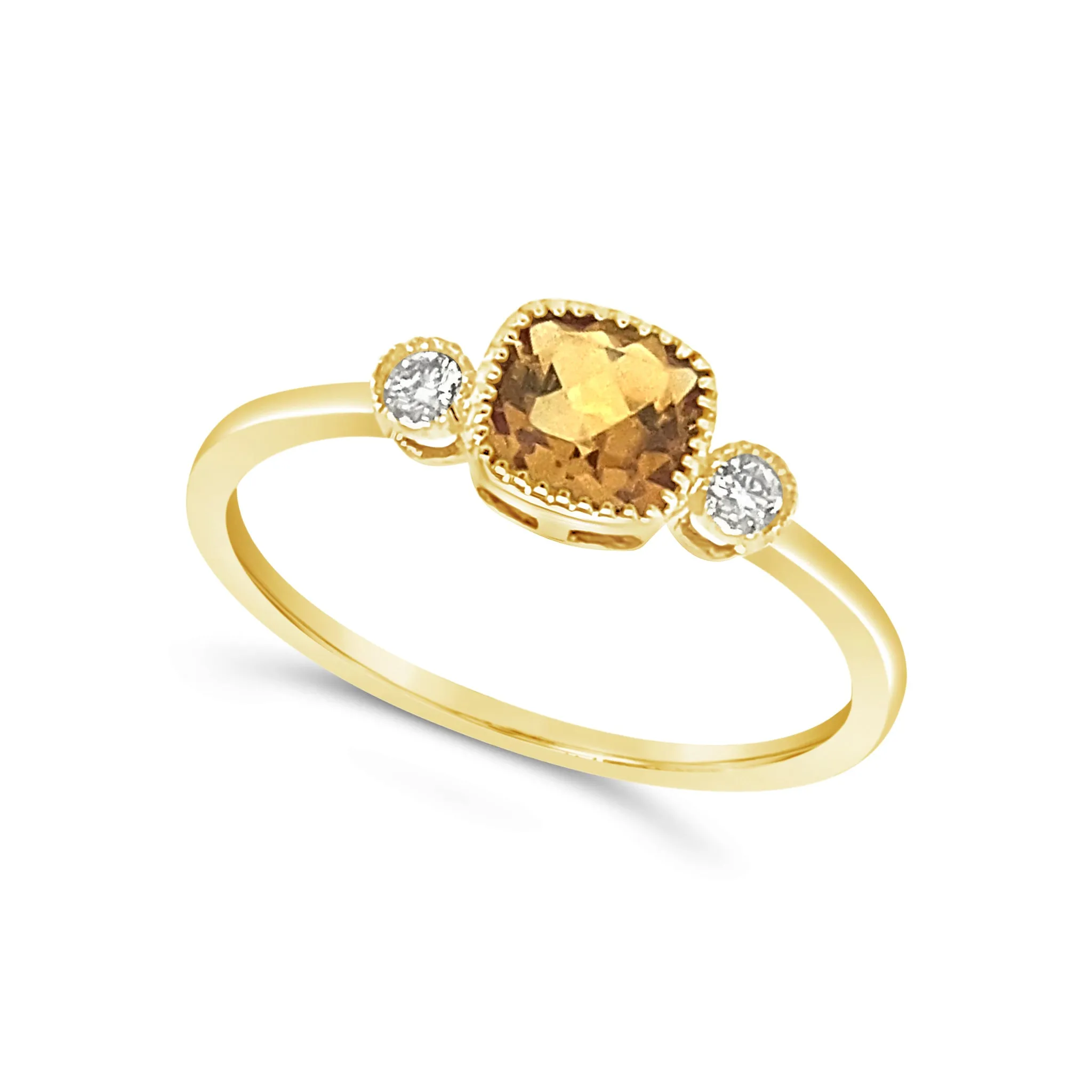 Citrine and Single Diamond Detail Ring