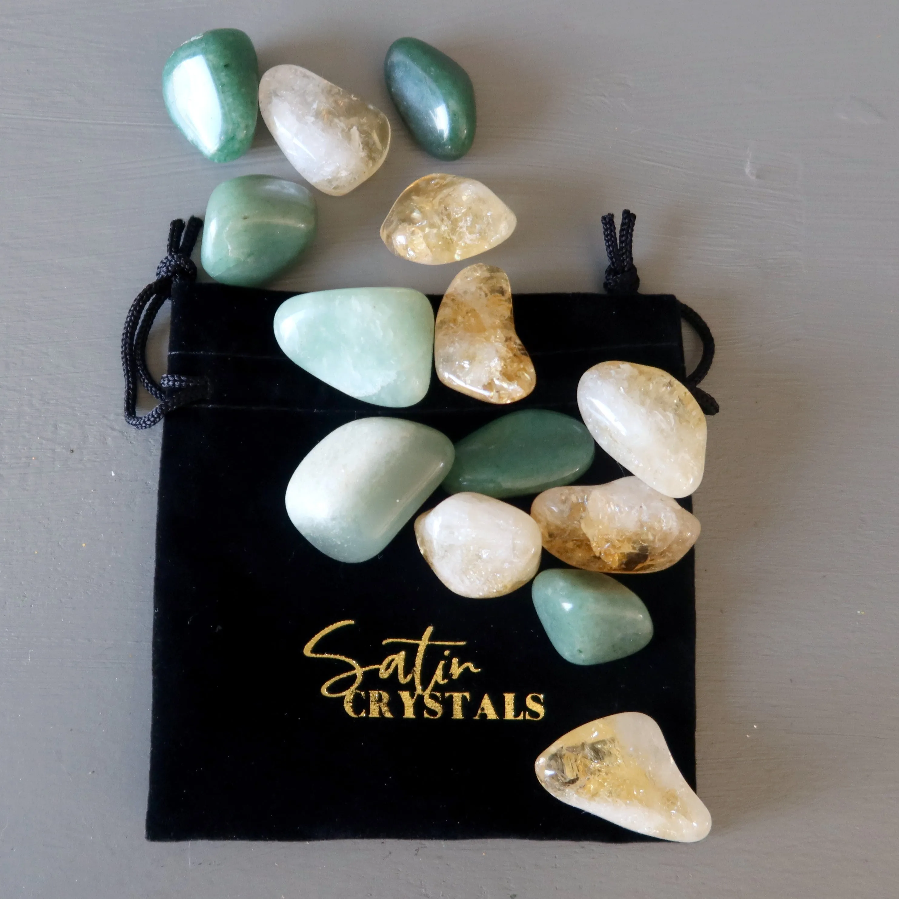 Citrine Aventurine Tumbled Stone Set Abundance