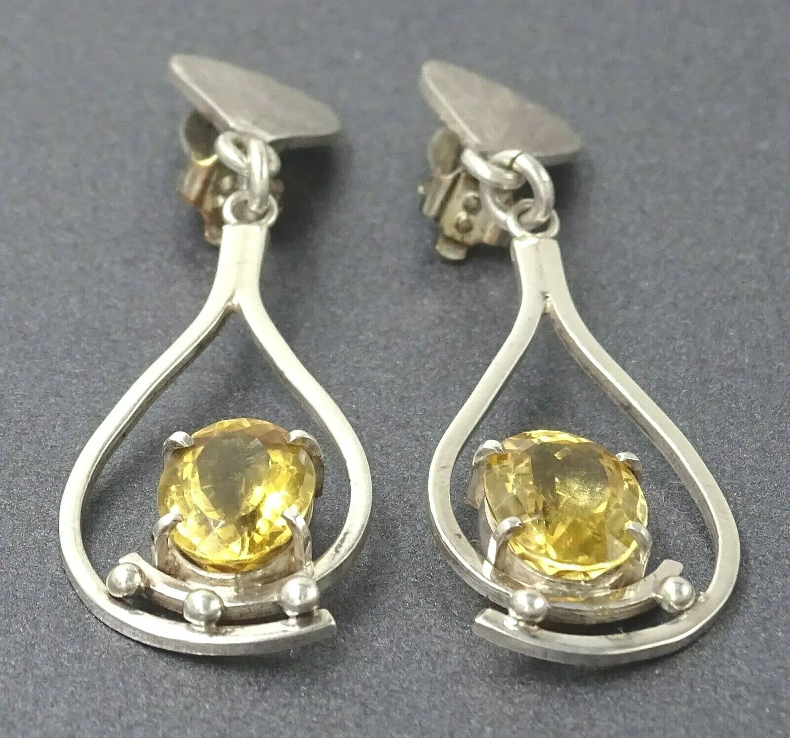 Citrine Drop/Dangle Sterling Silver Earrings