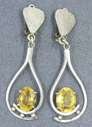 Citrine Drop/Dangle Sterling Silver Earrings