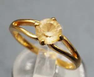 Citrine Gold Plated Split Shoulder Ring