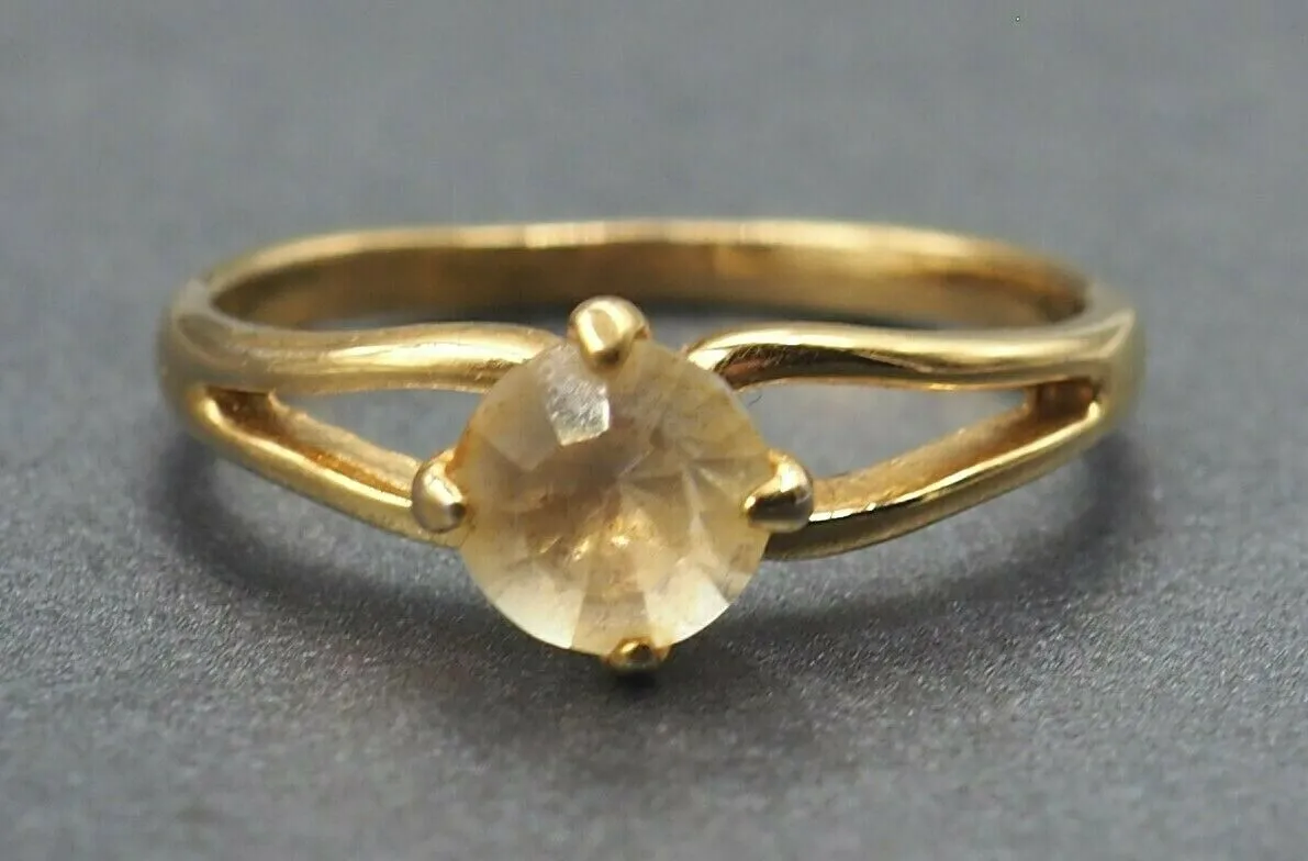 Citrine Gold Plated Split Shoulder Ring