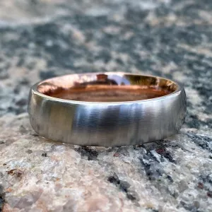 Cobalt Mens Wedding Ring with 14k Rose Gold Sleeve - 6mm Mens Wedding Bands with Brushed Finish - Unique Two Tone Rings