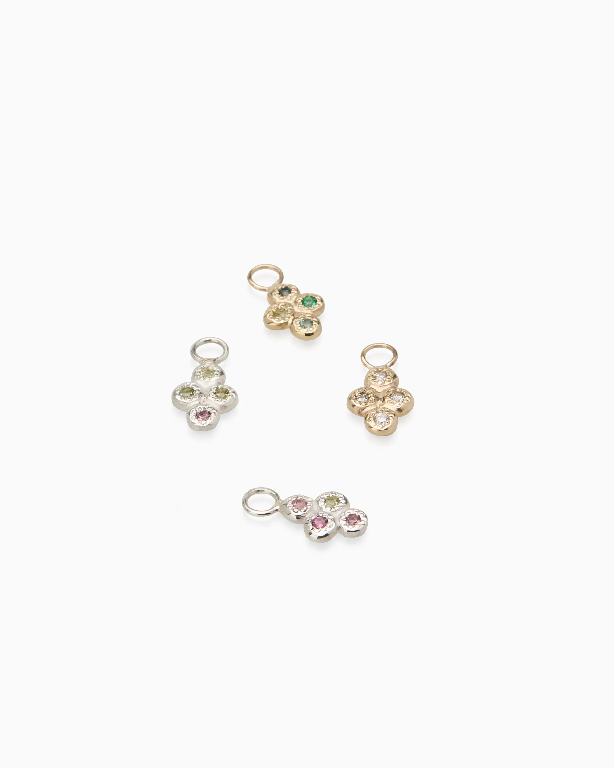 Cross Stone Earring Charm | Yellow Gold