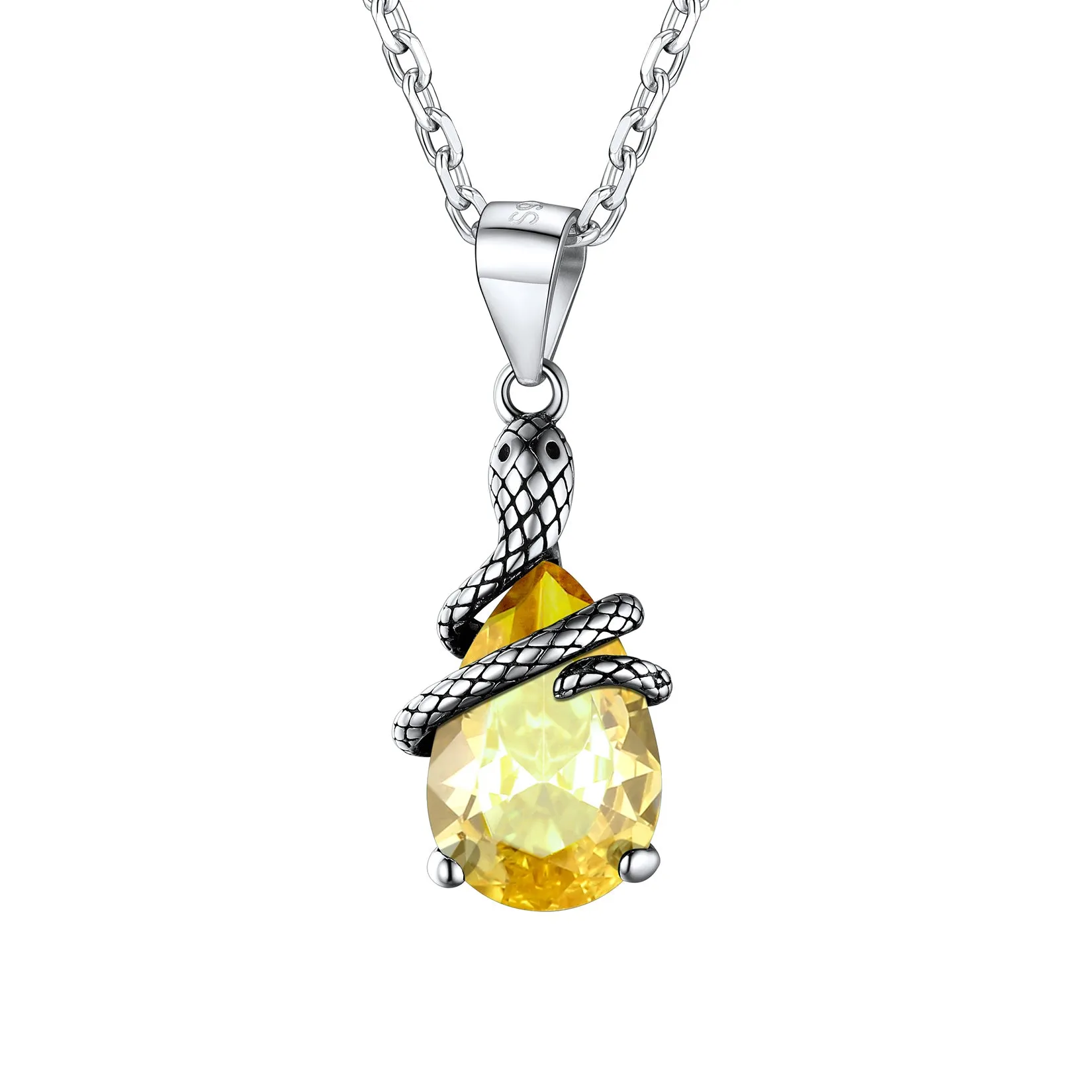 Crystal Snake Wrap Clear Quartz Birthstone Necklace