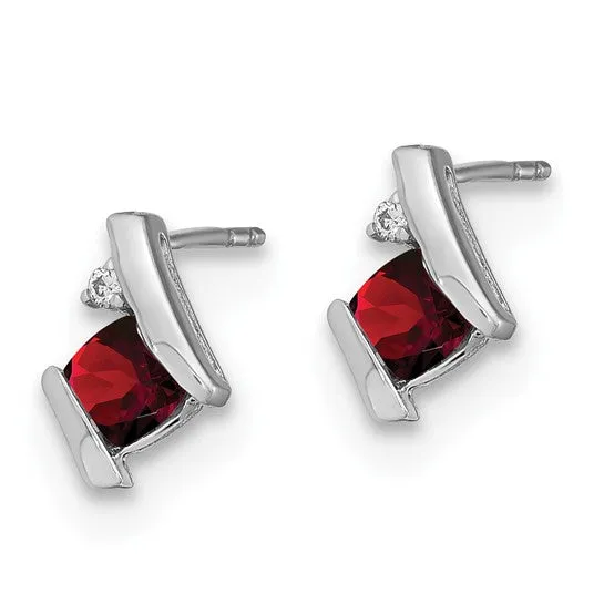 Cushion Cut Gemstone & Diamond Earrings