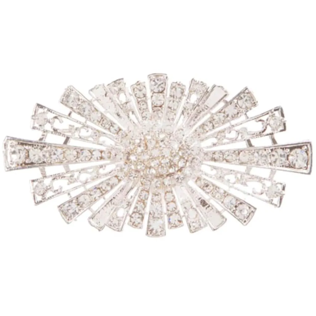 David Tutera Silver Brooch Rhinestones Spray 2 x 1 inch