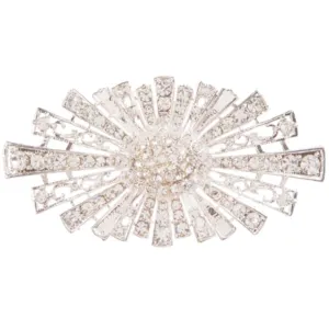 David Tutera Silver Brooch Rhinestones Spray 2 x 1 inch