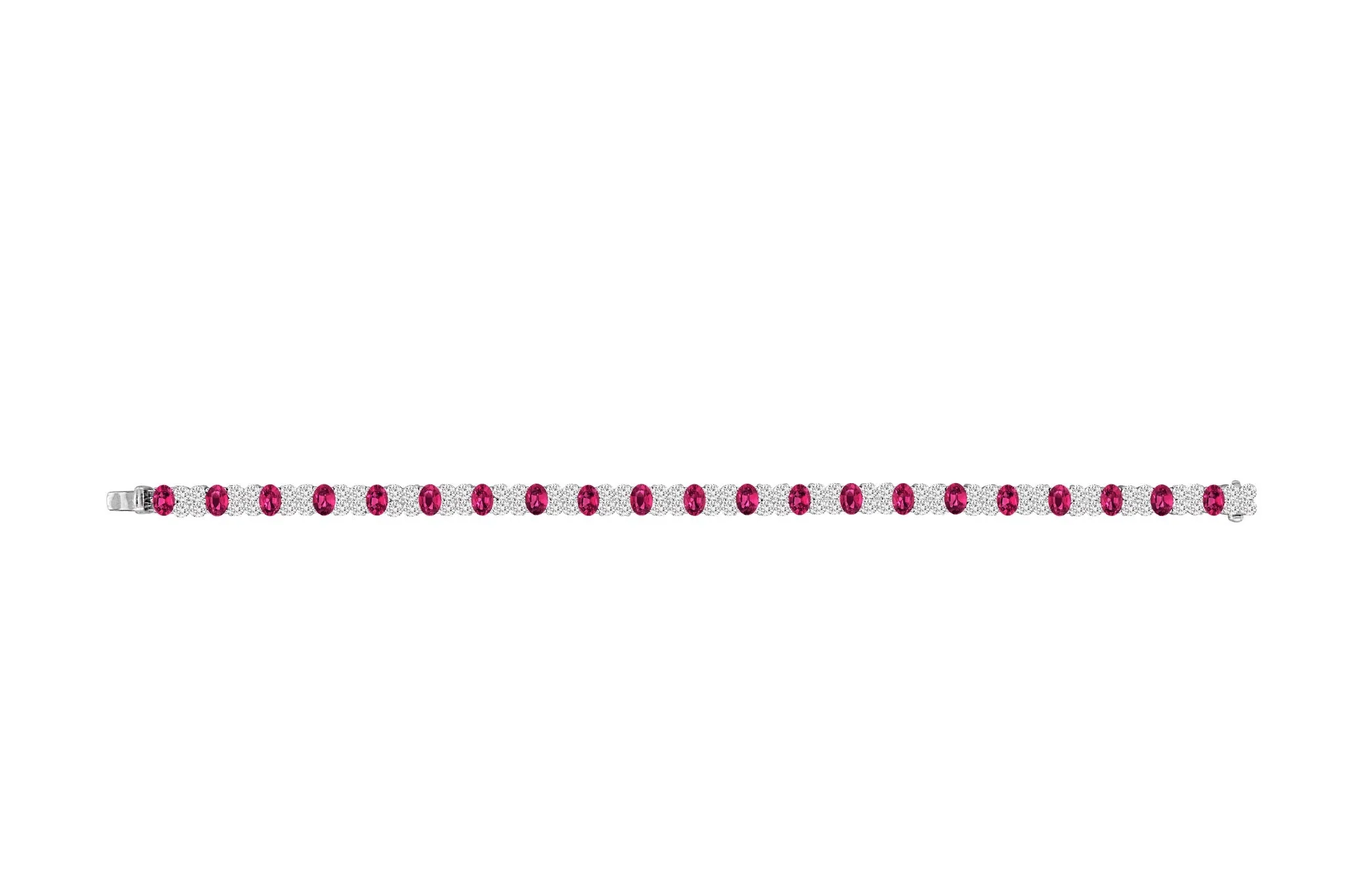 Diamond Line Bracelet with Rubies