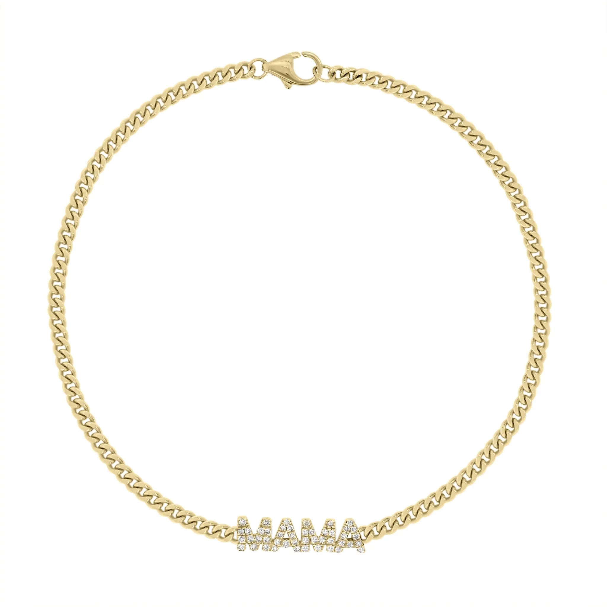 Diamond MAMA Curb Chain Bracelet