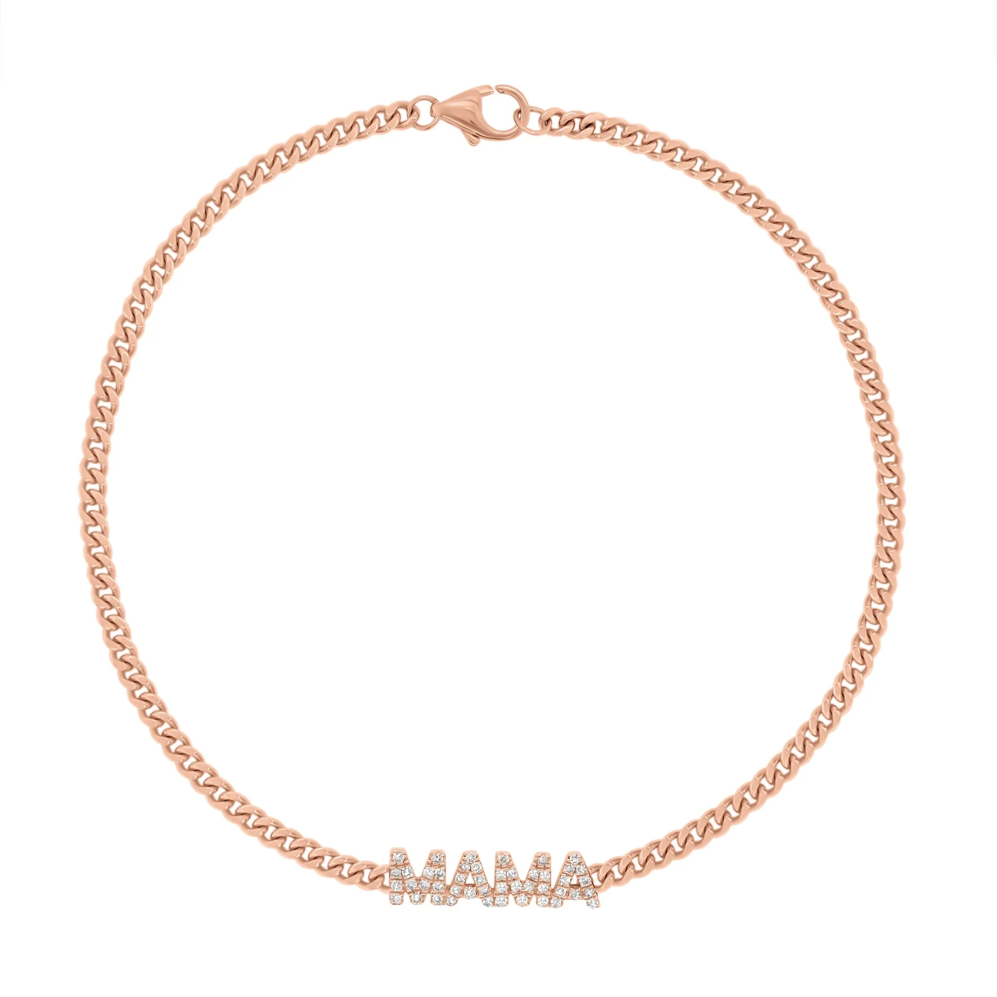 Diamond MAMA Curb Chain Bracelet