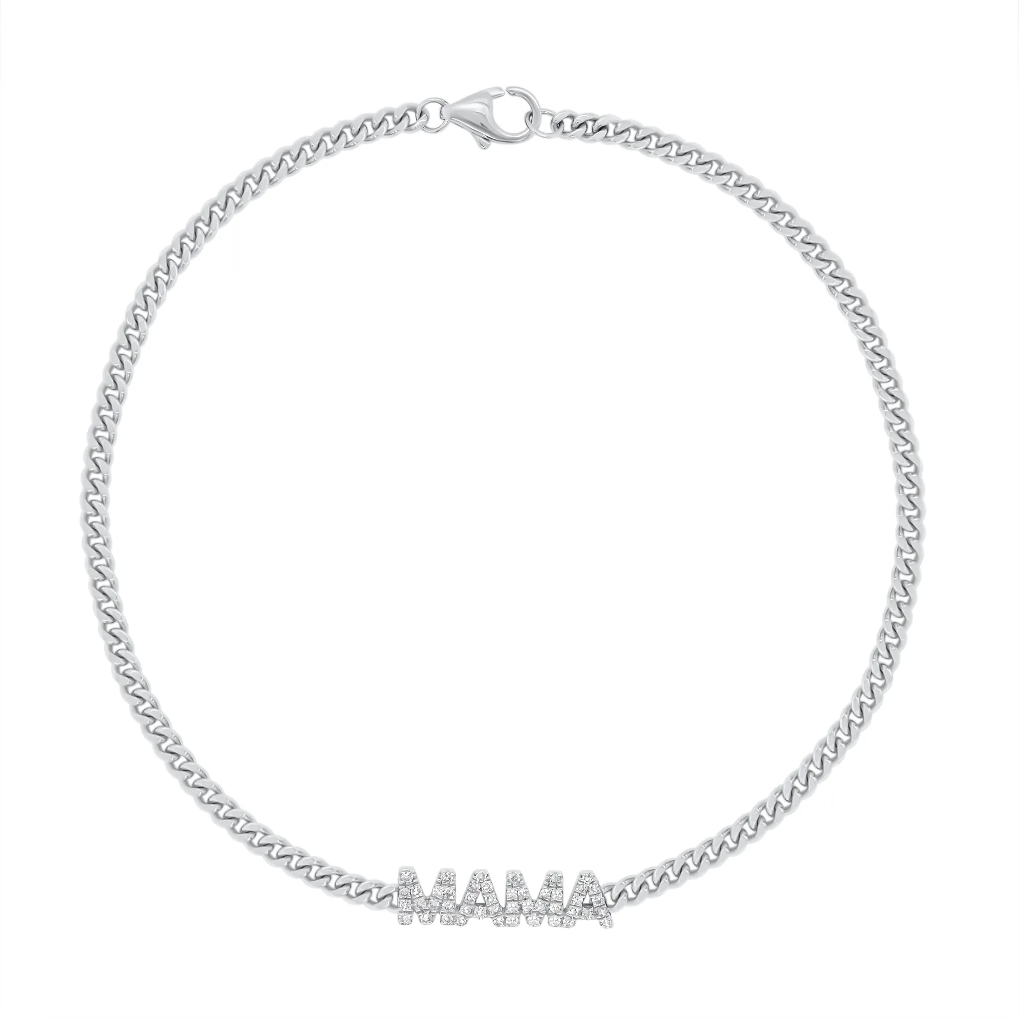 Diamond MAMA Curb Chain Bracelet