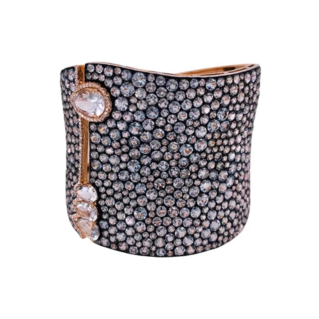 Diem 18K Rose Gold Blue Topaz And Aquamarine Cuff Bracelet