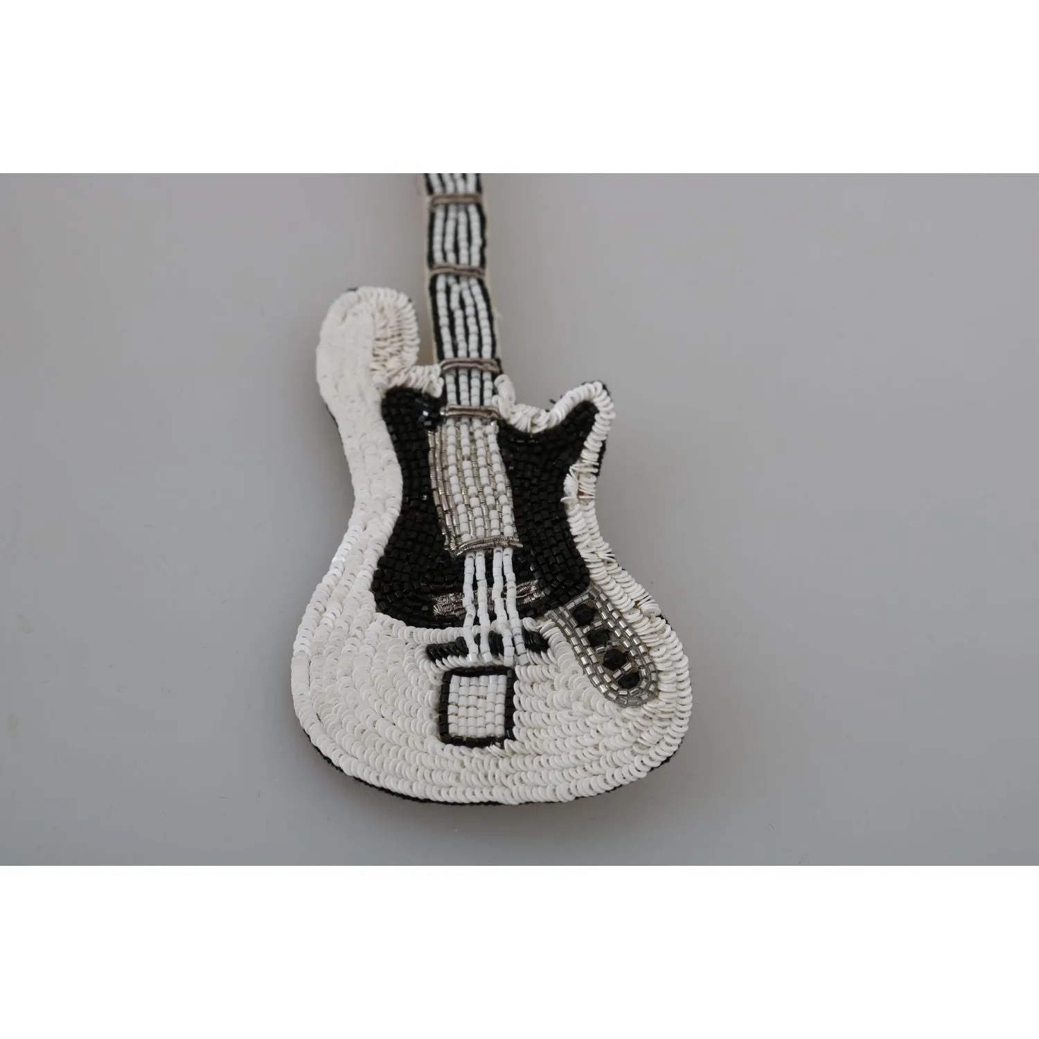 Dolce & Gabbana Gold Sequined Guitar Pin Brooch