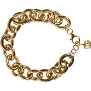 Dolce & Gabbana Gold Tone Brass Maxi Chain Lobster Clasp Logo Bracelet