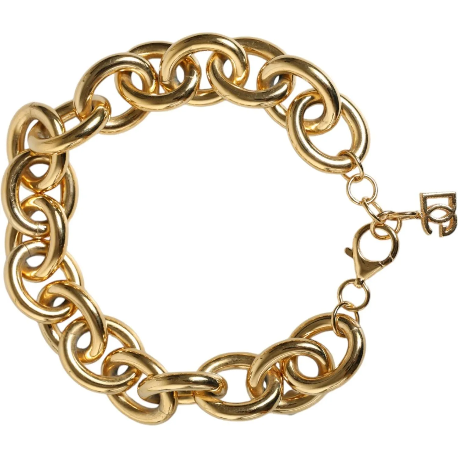 Dolce & Gabbana Gold Tone Brass Maxi Chain Lobster Clasp Logo Bracelet