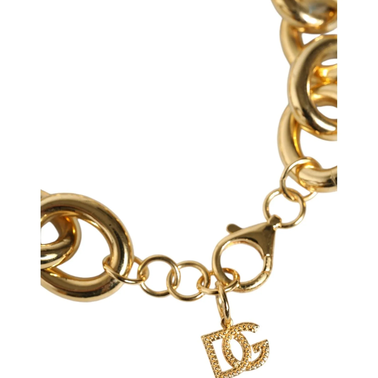 Dolce & Gabbana Gold Tone Brass Maxi Chain Lobster Clasp Logo Bracelet