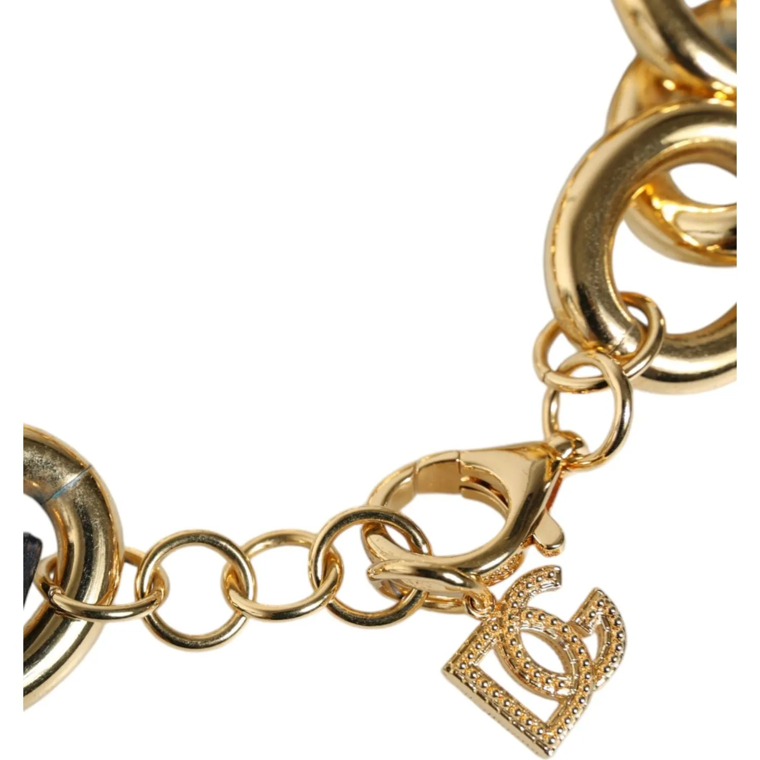 Dolce & Gabbana Gold Tone Brass Maxi Chain Lobster Clasp Logo Bracelet